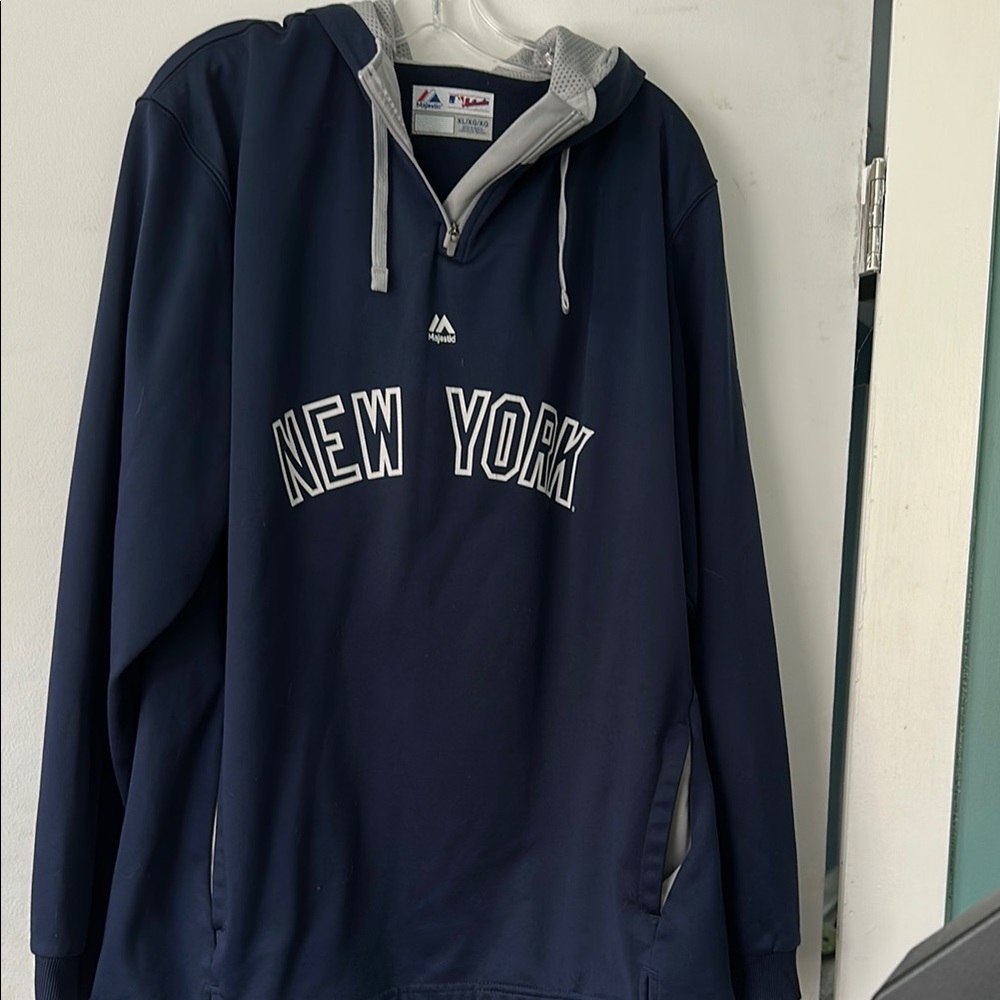 Majestic Navy and Gray New York Hoodie